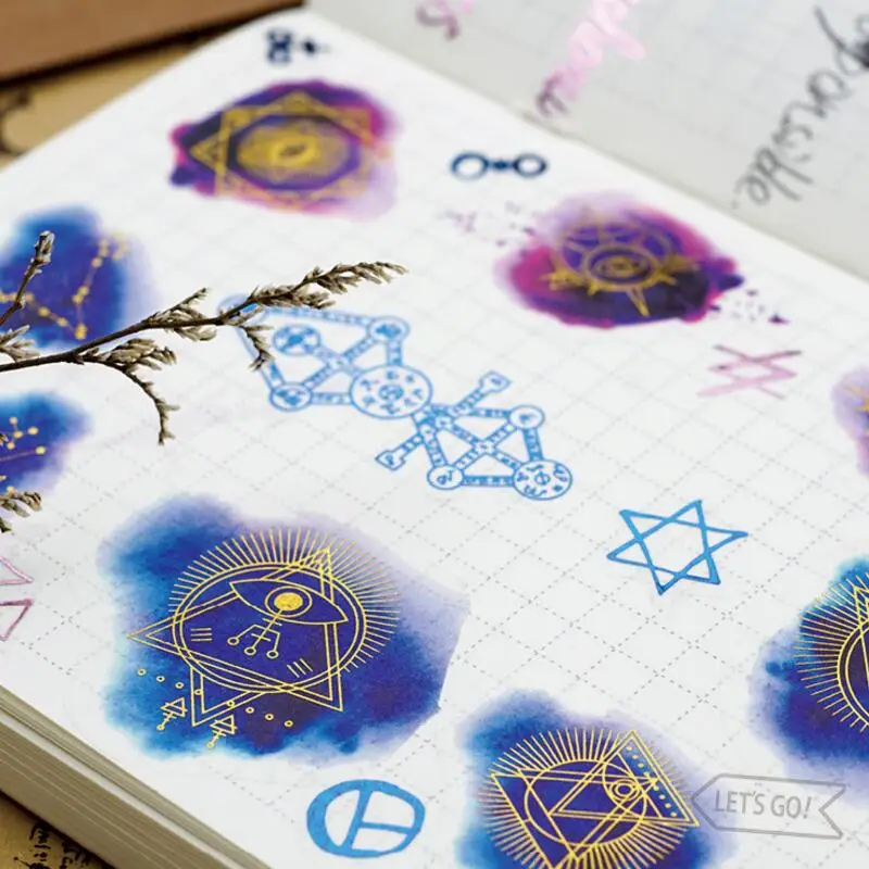 

4pcs Cute Astrology The Golden Age Letter 4 Color Bronzing stickers decorative Stickers For Home Decoration scrapbooking Student