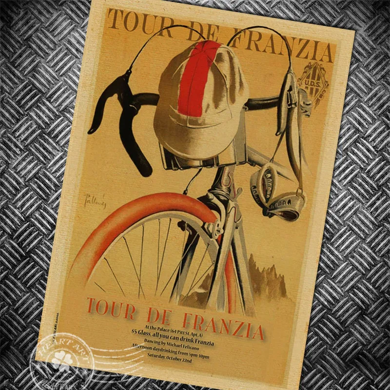 HD Bicycyle диаграммы старинный плакат ретро принт Картина wall art Наклейки