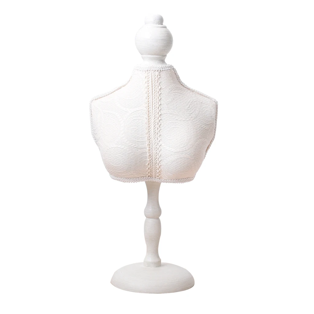 Vintage Wooden Lace White Mannequin Jewelry Rack Frame Hanging Necklace Bangle Holder Jewelry Stand 