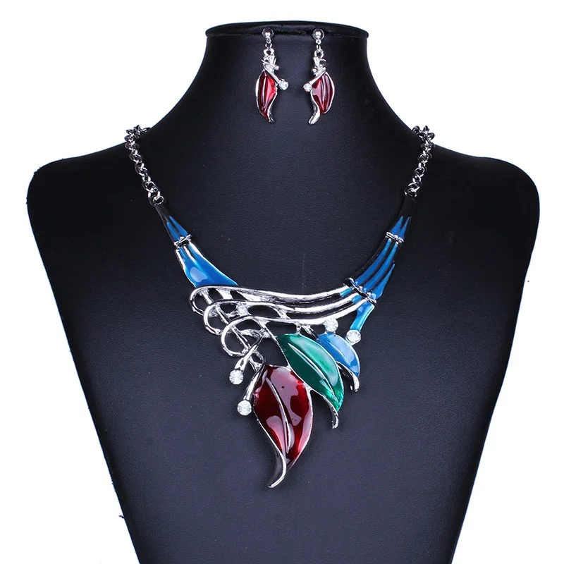 Новые милые простые листья дизайн сплава ожерелье для женщин длинное ретро ожерелье костюм - Окраска металла: multicolor
