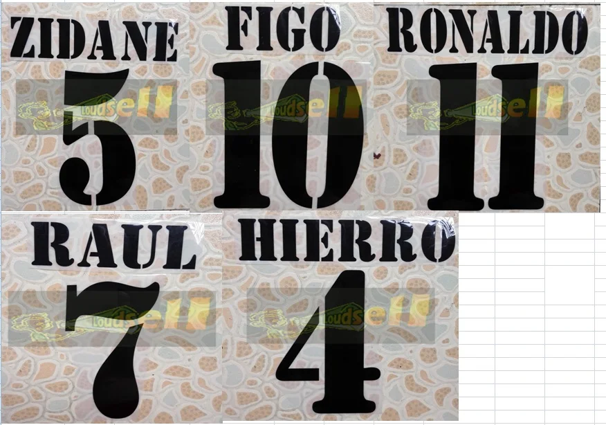 

2000-2003 Retro HOME ZIDANE FIGO RONALDO RAUL HIERRO nameset patch badge
