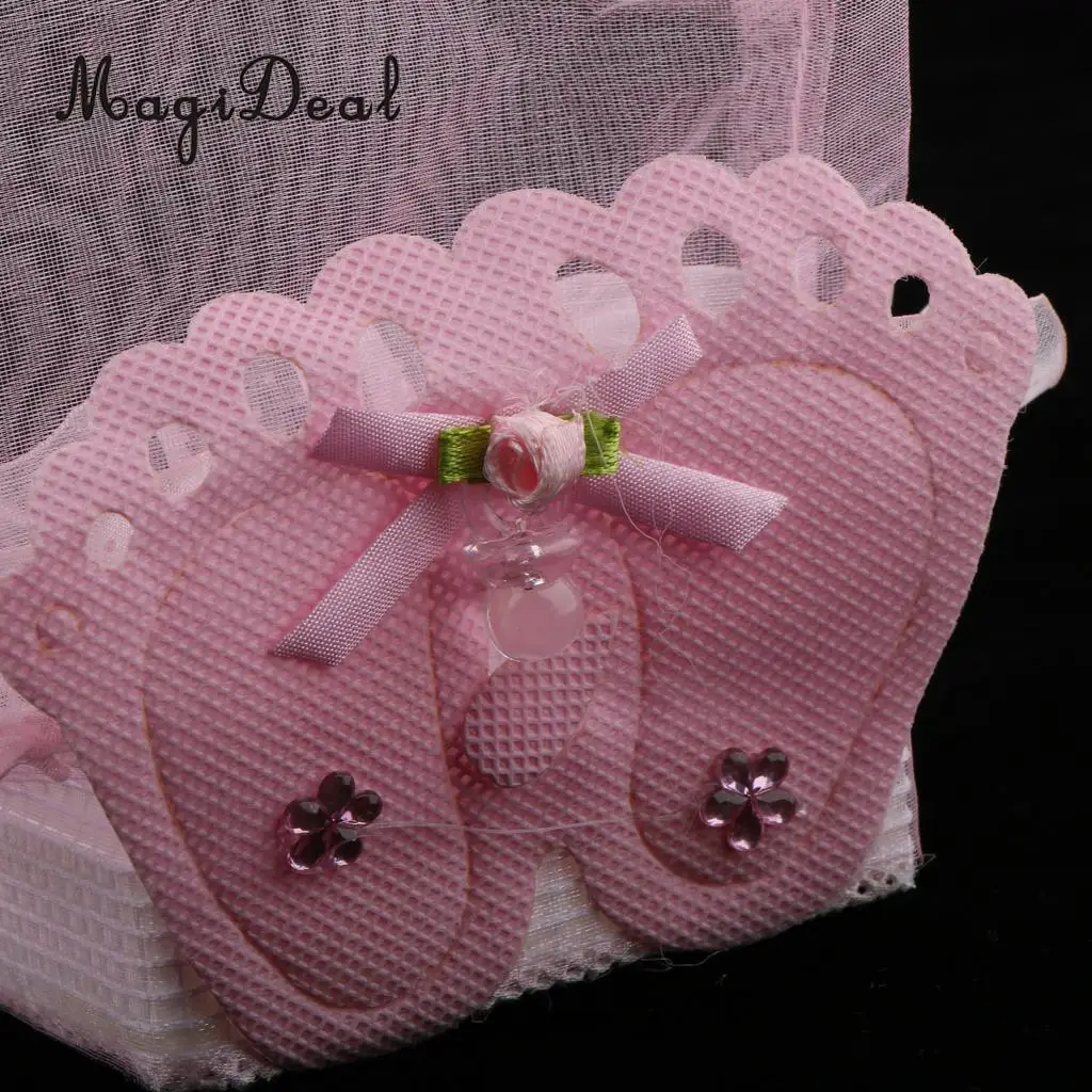 12 Pieces Baby Footprint Gift Treats Box Bags Girl Boy Baby Shower Kids Birthday Party Organza Candy Bags Favors