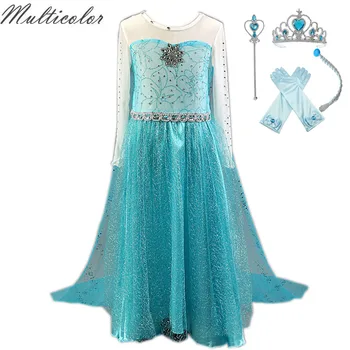 

Hot Costume Elsa Anna Kids Halloween Cosplay Dress For Baby Girl Kids Vestidos Clothes Children Girls Elza Princess Long Dresses