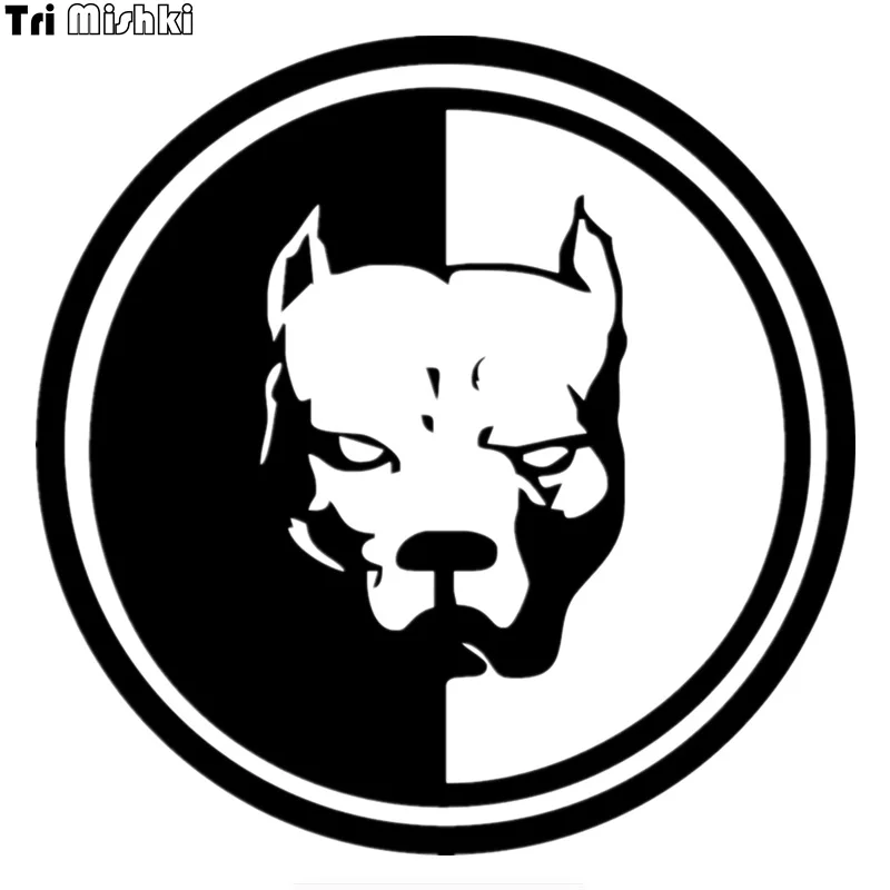 

Tri Mishki 15*15cm 30*30cm dangerous dog pitbull on board car sticker auto funny door hood stickers car bonnet sticker HZX348#