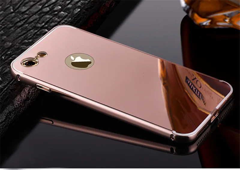 Для Apple iPhone 5 5S чехол Роскошный металлический алюминиевый+ акриловый жесткий зеркальный чехол для iPhone 6 6S 7 plus 8 plus X XR XS Max задняя крышка - Цвет: Pink