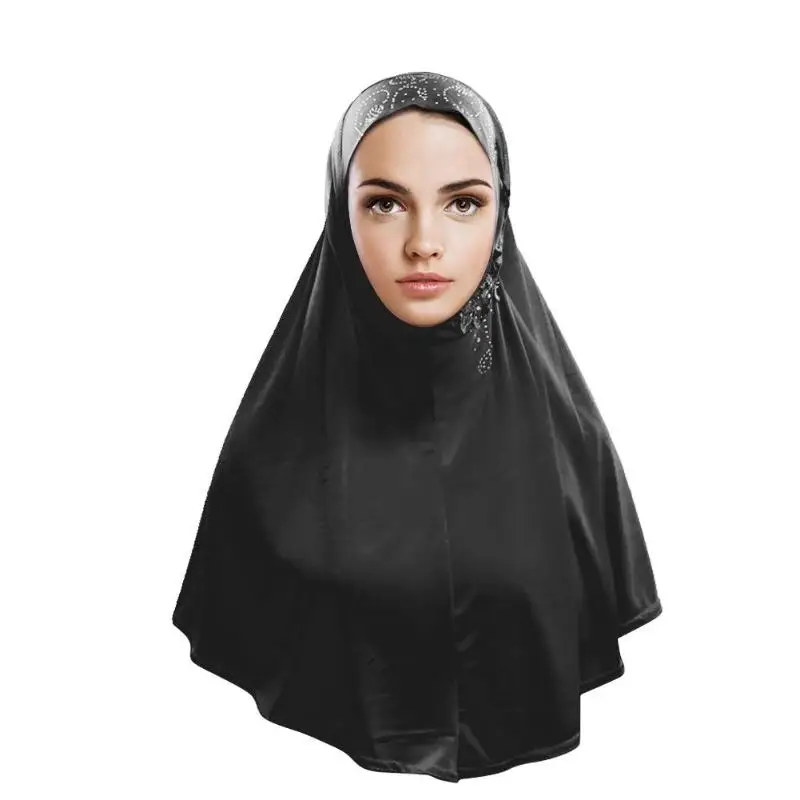 Мусульманский головной платок с вышивкой, головной платок для родителей и ребенка, Детское покрывало для взрослых, шали, женские индийские мусульманские Эластичные Головные уборы, шали - Цвет: Adult
