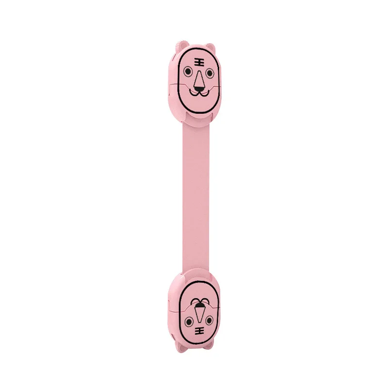 Детский мультфильм Стиль удлиненный анти-палец ящик замок для шкафа двери Холодильник окна замок детская защита безопасности - Цвет: Розовый