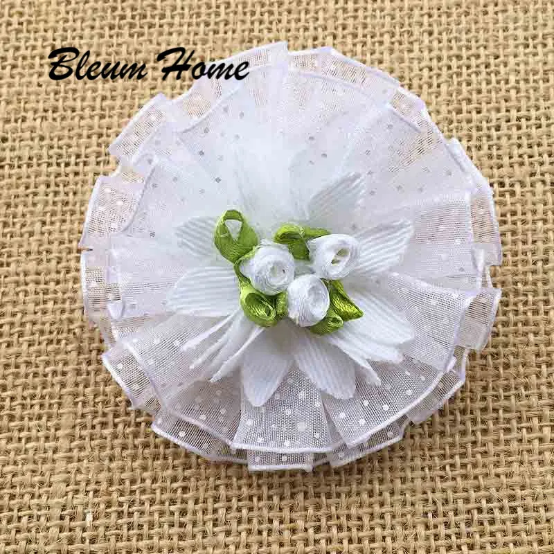 

Bleum Home 2pcs white rose flowers big bloom flower Elastic Band Handmade Children Kids Headwear Scrunchie Hair Accessories