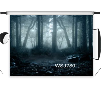 

LB Polyester & Vinyl Halloween Frightening Weird Foggy Unmanned Forest Backgrounds For Photo Studio Photography Backdrops Decor