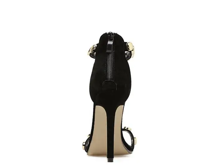 Г., пикантные женские босоножки летняя замшевая обувь на высоком тонком каблуке, с заклепками, с открытым носком, пикантная обувь для вечеринок sandalia feminina