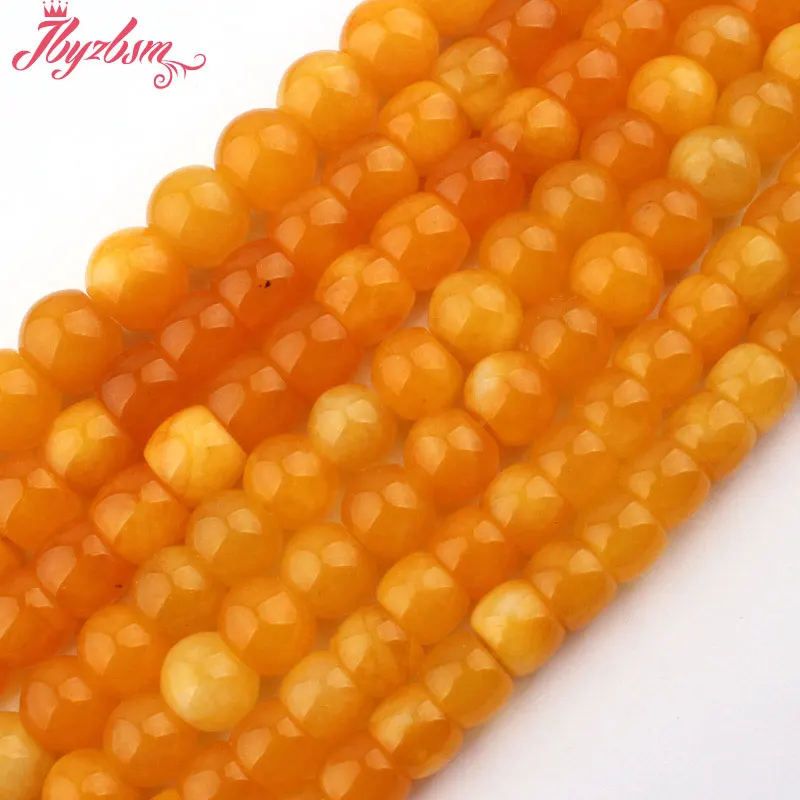 10,12,14,16mm Smooth Drum Yellow Carnelian Jades Natural Stone Beads For DIY Necklace Bracelets Jewelry Making 15