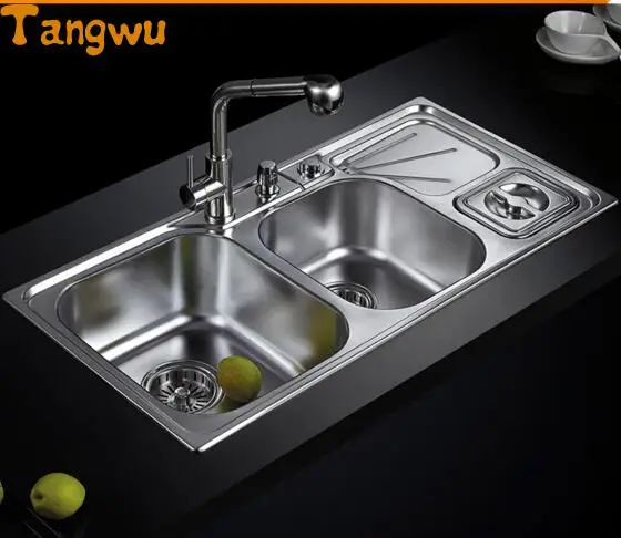 Кухонные раковины Tangwu Кухонная мойка из нержавеющей стали 304 двойная паза