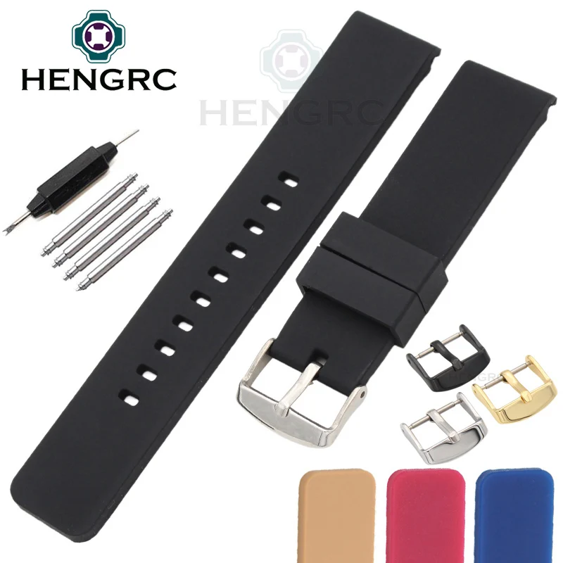

20mm Silicone Rubber Watchbands Men Women Sport Waterproof Watch Band Strap Black Red Blue Walnut Metal Buckle Accessories