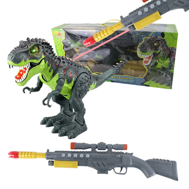 [] Мир Юрского периода снайперская винтовка инфракрасный пульт дистанционного управления RC вспышка и Звук T-игрушка Rex рисунок использовать пистолет RC динозавр движущаяся игрушка