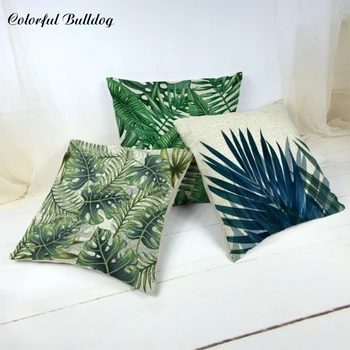 

Throw Pillow Case Freshness Plants Linen Cotton Fundas 45*45Cm Square Cojines Kids Birthday Decorative Printed Cushion Cover