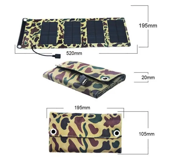

New Waterproof 7W/ 5.5V Portable Folding Solar Panel Charger Battery USB Output Controller Pack for Phones PSP MP4