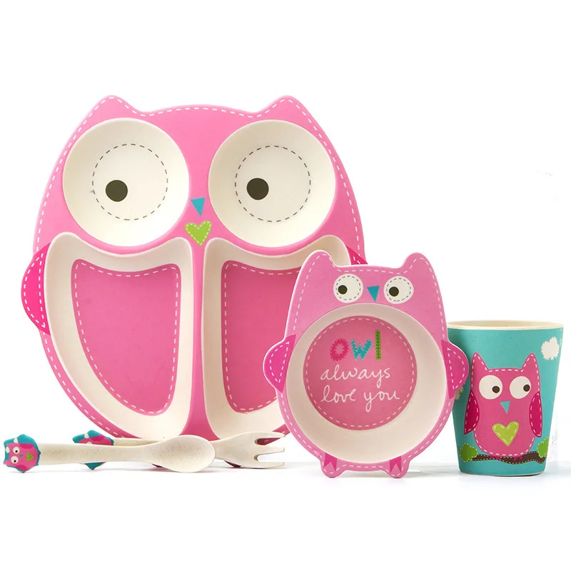 

Health baby Dinnerware Sets,Dishes & Plates lunch Bento box cartoon owl bamboo fiber bamboo fiber children tableware bowl dish