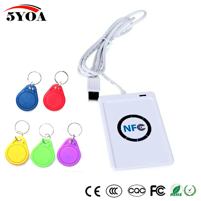 bilder für NFC ACR122U RFID smart card Reader Writer Copier Duplicator beschreibbare klon software USB S50 13,56 mhz ISO 14443 + 5 stücke UID Tag bilder für NFC ACR122U RFID smart card Reader Writer Copier Duplicator beschreibbare klon software USB S50 13,56 mhz ISO 14443 + 5 stücke UID Tag