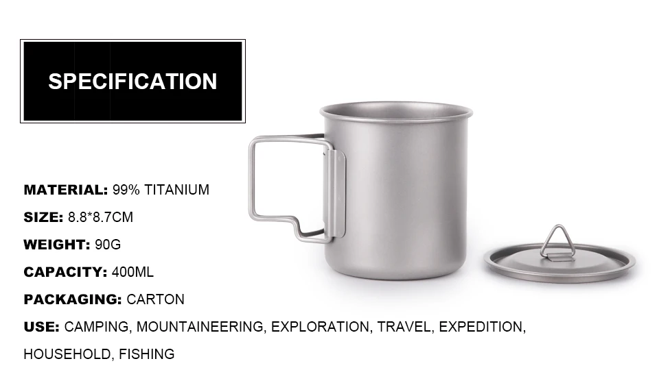 APG ultraligero titanium taza y acampar al aire libre titanium cubiertos mejorar la resistencia del cuerpo