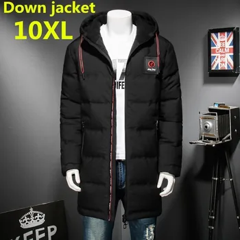 

new plus size 10XL8XL windproof thick winter men's down jacket brand clothing hooded black long warm white duck down jacket male