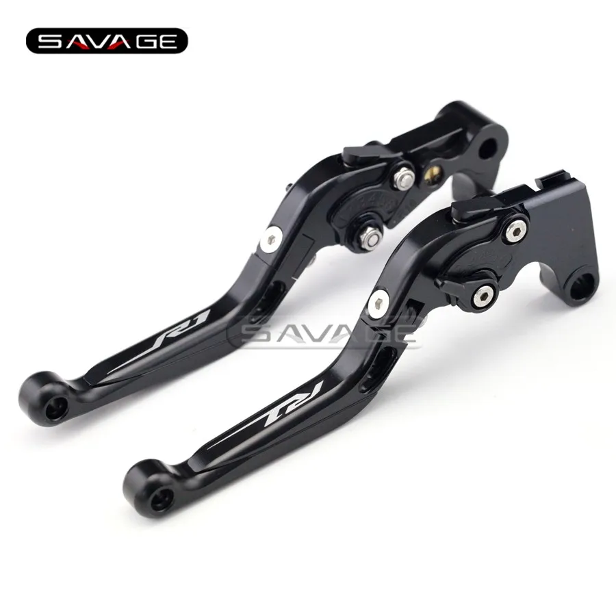 

For YAMAHA YZF R1/R1M/R1S YZF-R1M YZFR1 2015-2016 Black Motorcycle Adjustable Folding Extendable Brake Clutch Lever logo R1