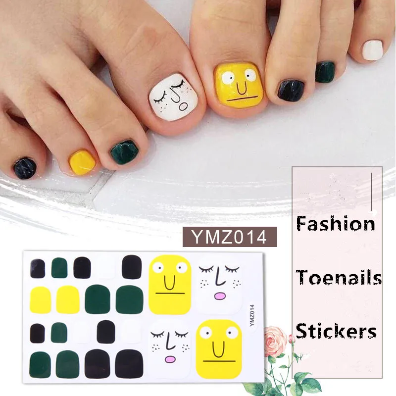 1 лист корейский стикер полное покрытие носок дизайн ногтей Блестящий стикер s полоса красные наконечники сверкающие наклейки ступни экологический маникюр - Цвет: YMZ014