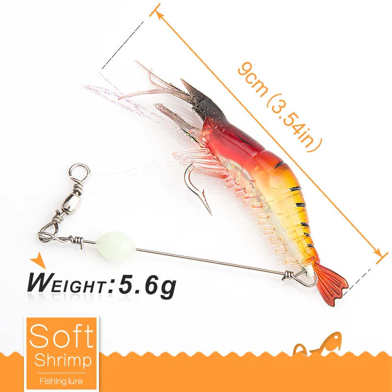 DONQL креветка Мягкая приманка 4 шт./лот 9 см 5 6 г Ночная светящаяся Pesca искусственная