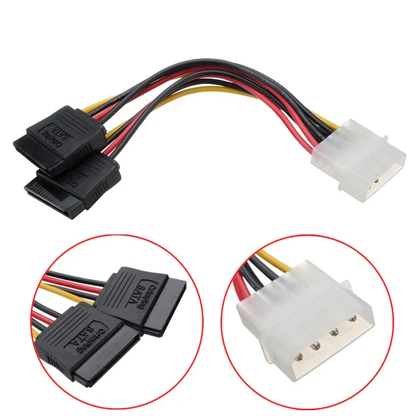 

1Pcs 4 Pin SATA to 2 15 Pin IDE ATA Y splitter Converter Molex HDD Power Cable Cord Adapter Serial