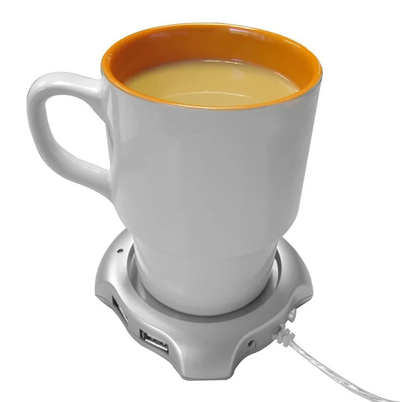 Electric Cup Beverage Warmers Mat With 4 Port USB Hub Office Desktop