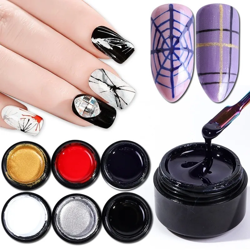 Multicolor Nail Art Spider Gel Drawing Elastic Line Painting Gel Varnish Nail Polish Paint Gel Silk Spider Graffiti Gelpolish