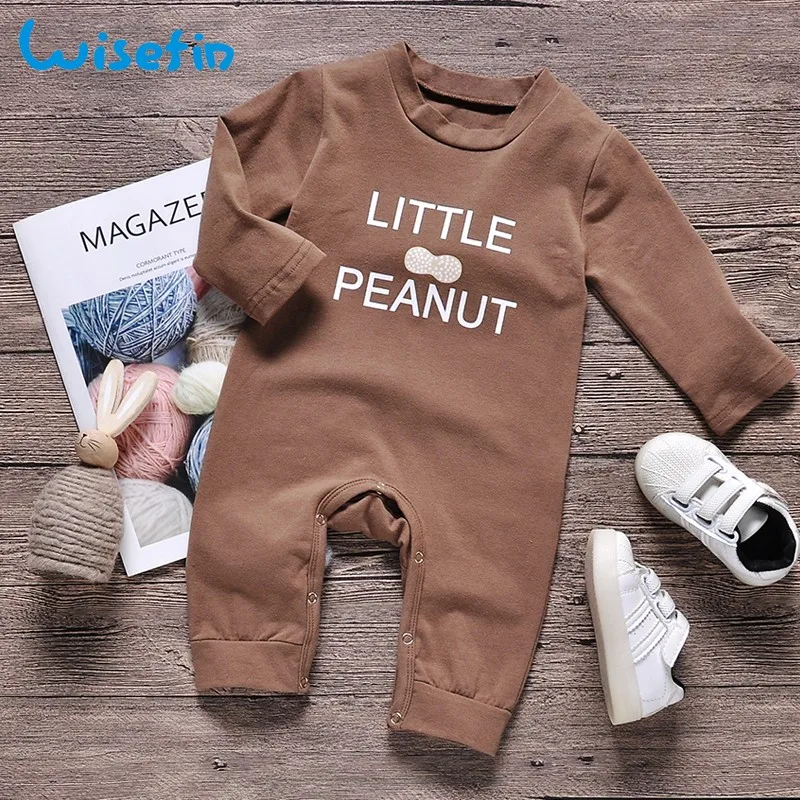 Wisefin Peanut/одежда для малышей; детские комбинезоны с длинными рукавами и надписью; bebek tulum; Комбинезон для маленьких мальчиков; Детский комбинезон; комбинезон для новорожденных; P30