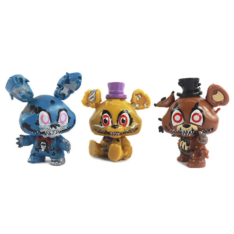 Günstige 8 teile satz Fünf Nächte Im Freddys Anime Figuren Vinyl Puppe 5cm PVC FNAF Foxy Freddy Chica Mini Figuren Spielzeug für Kinder