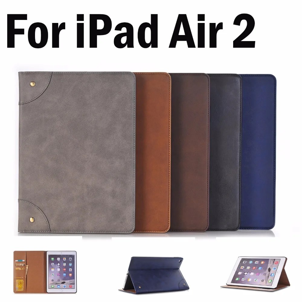 Good Quality PU Leather Stand Case for iPad Air 2 Cover For Model A1566