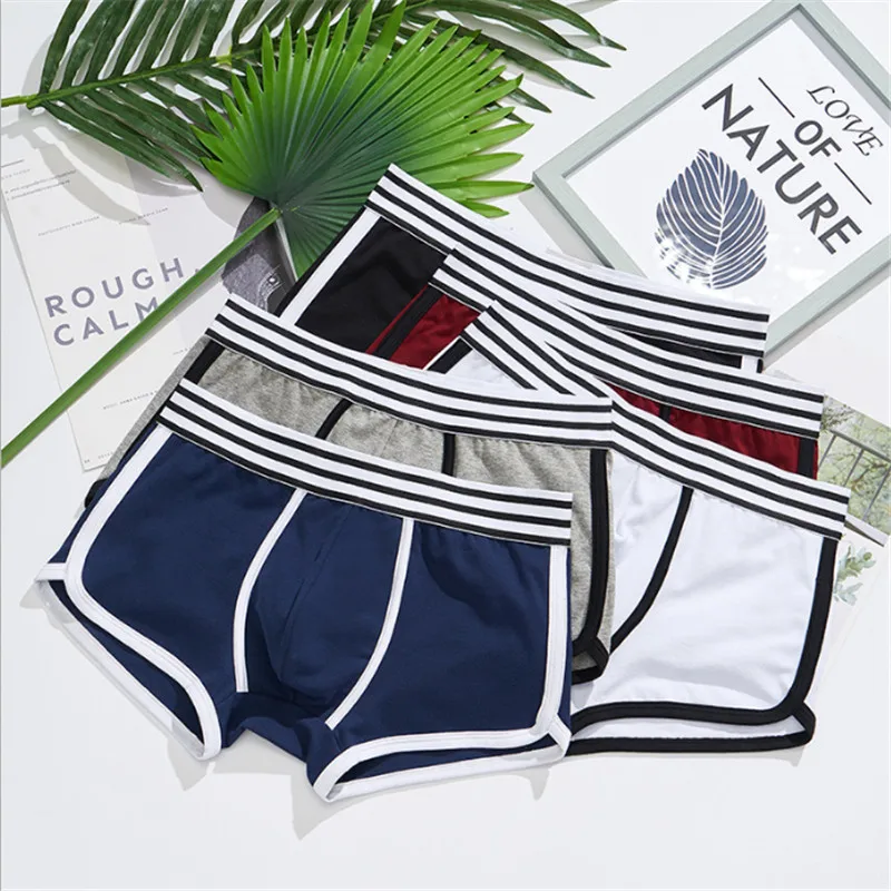 

5pcs/Packet No Box Mens Good Elasticity Underpants In Black and White Striped Popular Style Cotton Boxer Shorts