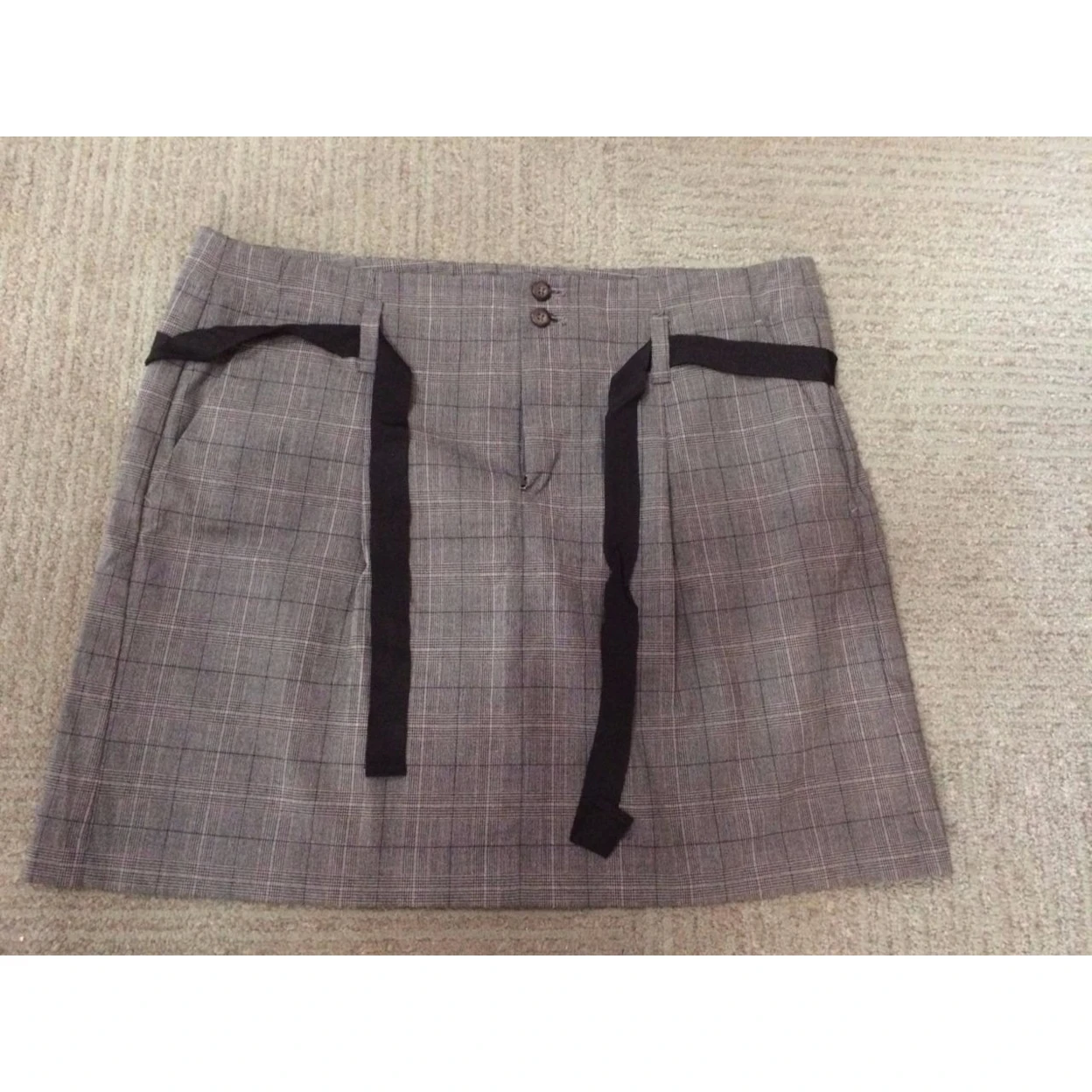 GAP skirt womens size S small gray plaid skirt polyester blend gapstretch