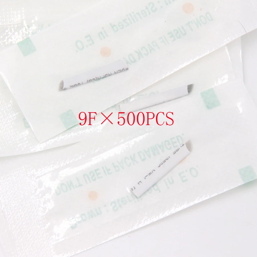 

500 pcs 9 Pin Blades for Microblading Eyebrow Embroidery Feathering Semi Perm Brow Permanent makeup