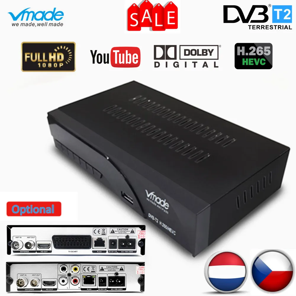 

Vmade Fully HD Digital DVB T2 K6 scart/AV Terrestrial Set Top Box Support H.265 HEVC HD 1080p Dolby AC3 DVB T2 TV Receiver Tuner