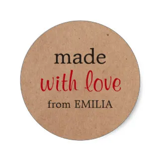 

3.8cm Cool Minimal Kraft Paper Made with love for Gift Classic Round Sticker