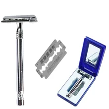 Обновление влажного бритья лезвие безопасной бритвы Бритва Ручка Парикмахерская Мужская Ручная борода Уход за волосами+ 6 лезвий+ 1 Дорожный Чехол