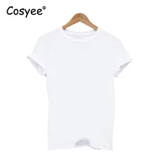 Cosyee Brand 2017 New Arrival Spring Summer Vogue Hipster Harajuku Solid Color Cotton Fashion White Black T Shirt Simple Top Tee