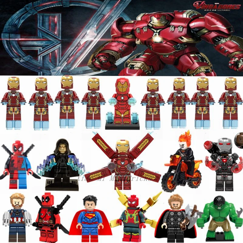 

Iron Man Legoing Marvel Avengers Super Heroes Figures Spiderman Batman Thor Thanos Hulk Ironman Building Blocks Toy for Children