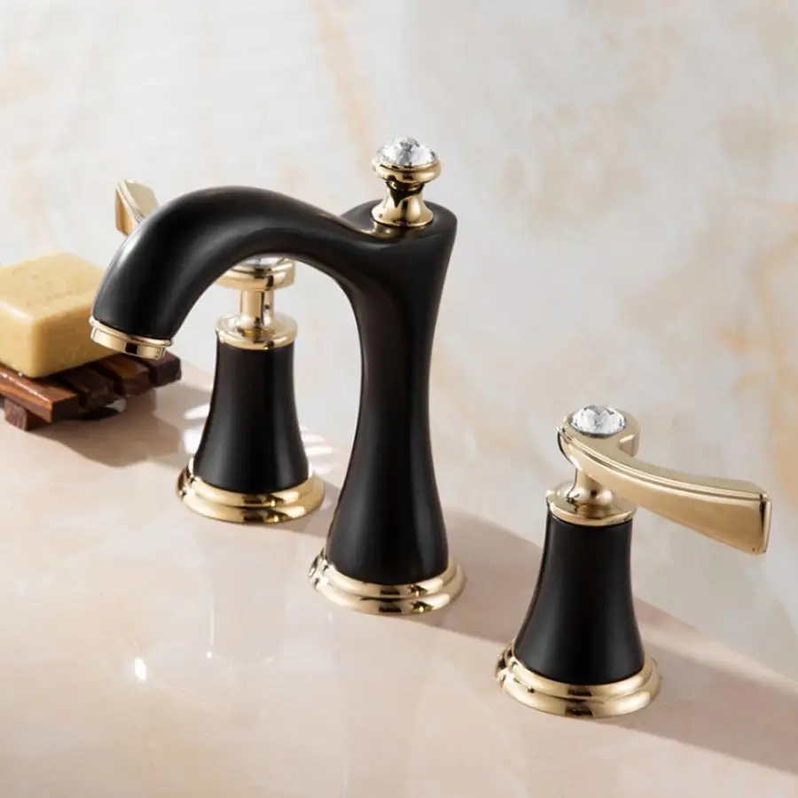 

Three-hole Basin Faucet Copper Bathroom Cabinet Split sink faucet Three-piece Titanium Water Tap robinet salle de bain