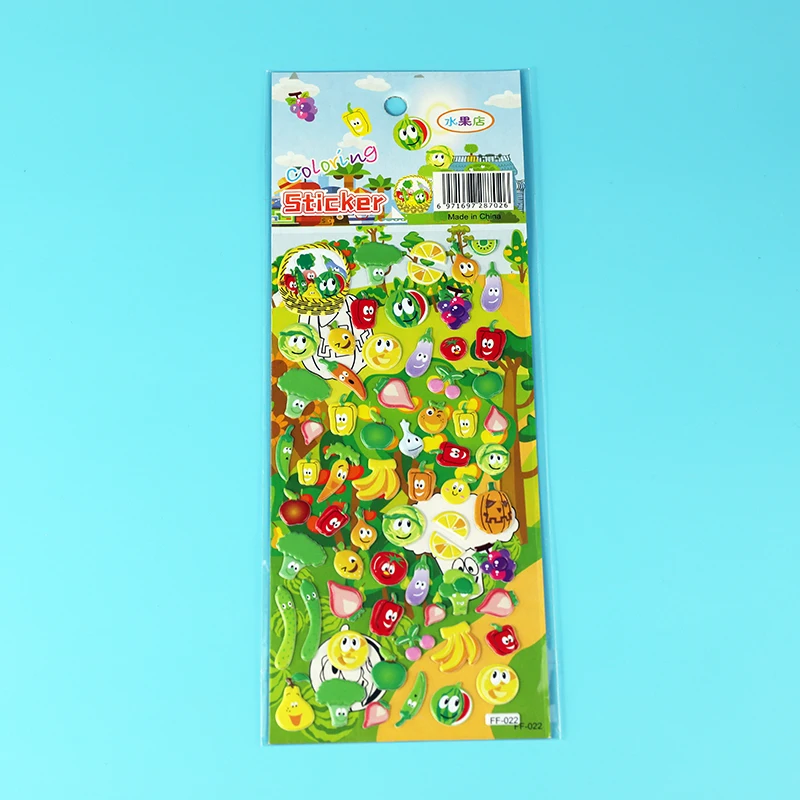 4 Sheets Real Fruits Fruitage Greens Pear Banana Grapes Scrapbooking Bubble Stickers Emoji Reward Kids Toys Factory Direct Sales