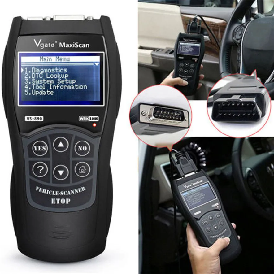 

Universal Auto Vgate VS890 Code Reader Check Engine OBD2 EOBD Diagnostic Scanner Black High Quality and Durable Practical l0418