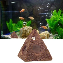 Горячие аквариума египетской пирамиды украшения аквариума египетского древнего здания декор аквариума Рок Пещера дом для рыб креветок 7x7x8 см