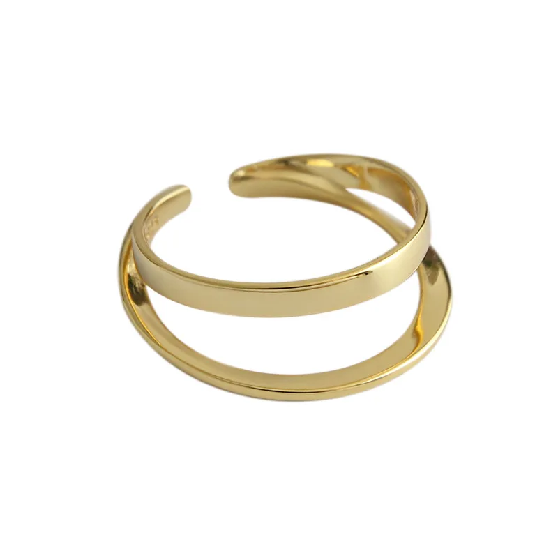 SHANICE INS 925 пробы Серебряное Открытое кольцо для женщин INS минималистичное Двухслойное гладкое кольцо для женщин в стиле панк Bijoux Femme