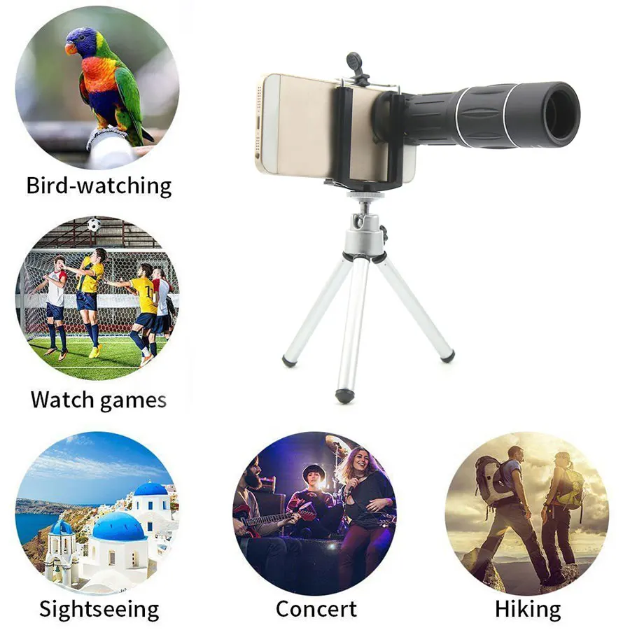 18X Zoom Optical Telephoto Lens Phone Camera Lens 18x25 Monocular Telescope Universal for iPhone Samsung Xiaomi Smartphone with tripod