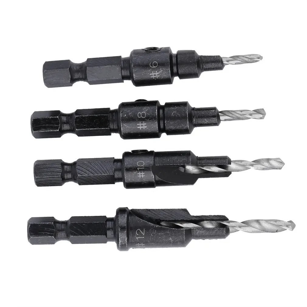 Countersink Drill Bit Set 1/4" Hex Shank Trim Screw Counter Bore Screw