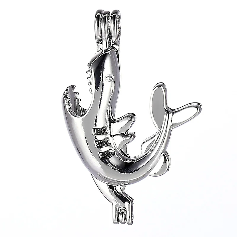 

1PCS Shark Pearl Cage Jewelry Findings Cage Locket Pendant Essential Oil Diffuser Locket For Oyster Pearl Necklace