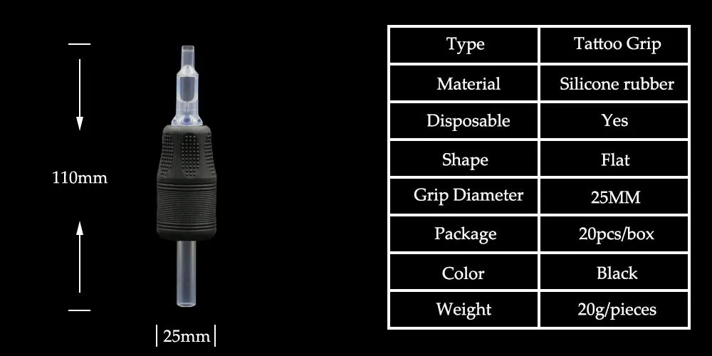 20 шт. 14D 25 мм одноразовая захватывающая трубка для тату Черная мягкая силиконовая Татуировка ручка прозрачный силиконовый прорезиненный тюбик